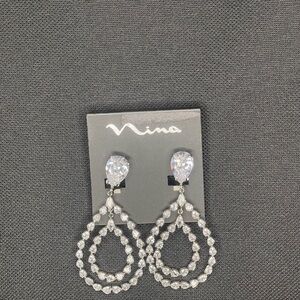 Nina Crystal Silver Drop Earrings
